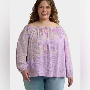 Terra & Sky Purple Smocked Long Sleeve Blouse